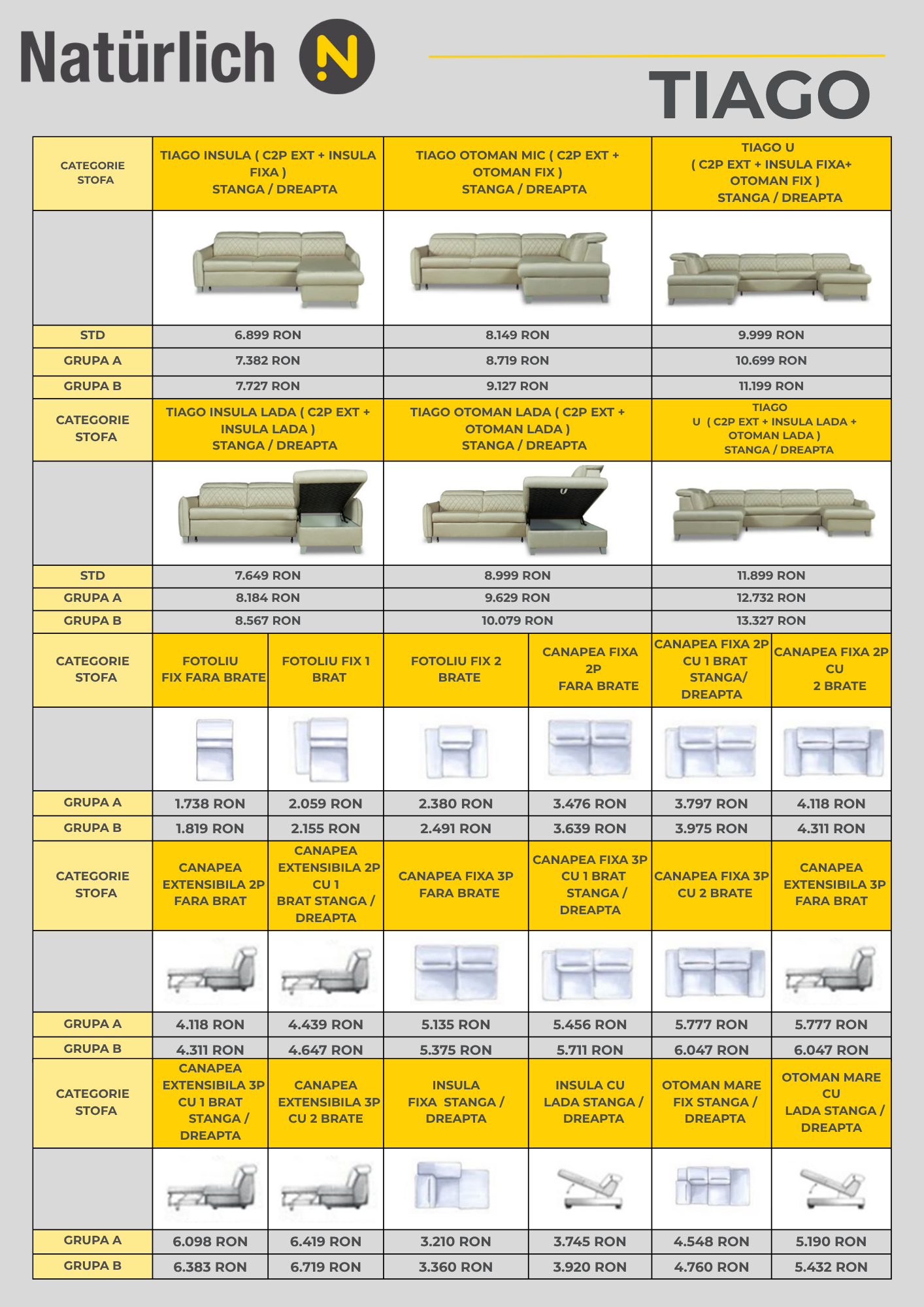 Listă prețuri produse personalizate